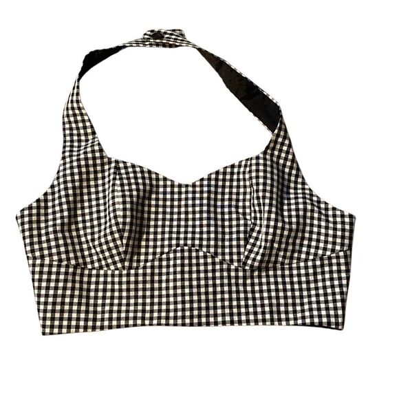 Pinup Couture Tops - Vintage Streetwear USA Brand black and white gingham pinup crop top halter M